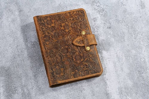 Tooled leather ring - tooled,