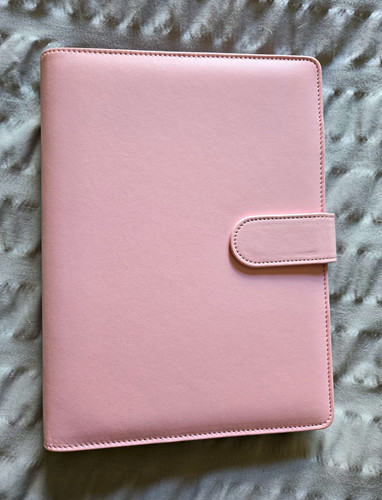 Pink faux leather ring binder - pink,
