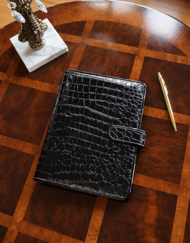 Black patent crocodile - black, 6
