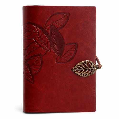 Vintage red leather journal - leather,